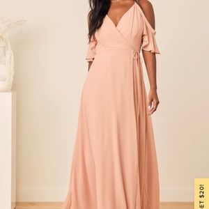 Lulus blush bridesmaid dress